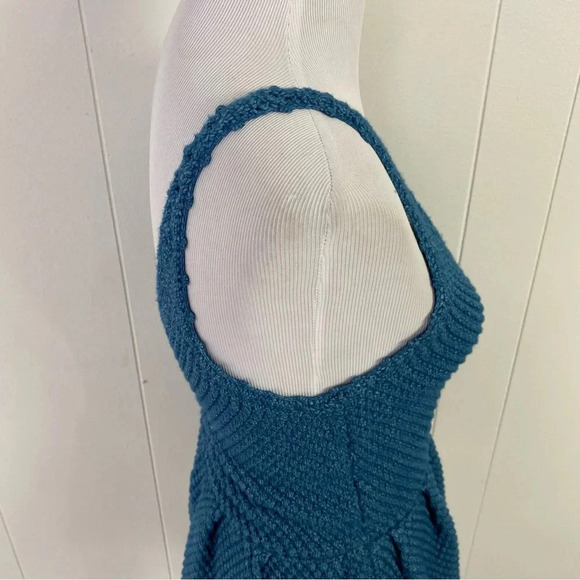 7 FOR ALL MANKIND boho knit crochet peplum top V Neck Bobble Knit Sz S Cottage - Picture 8 of 15